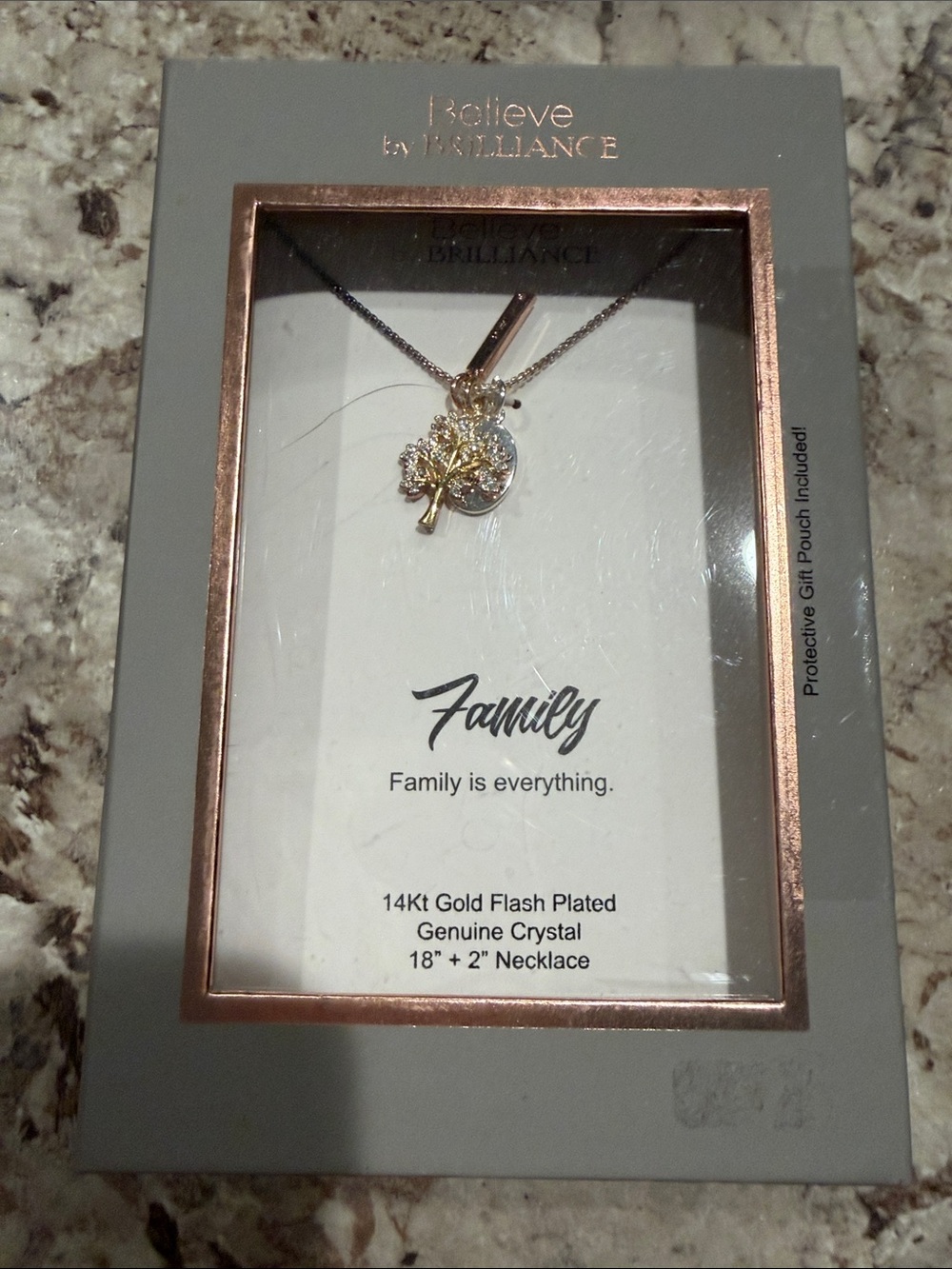 Family Tree Pendant Necklace - Gold and Silver Tone